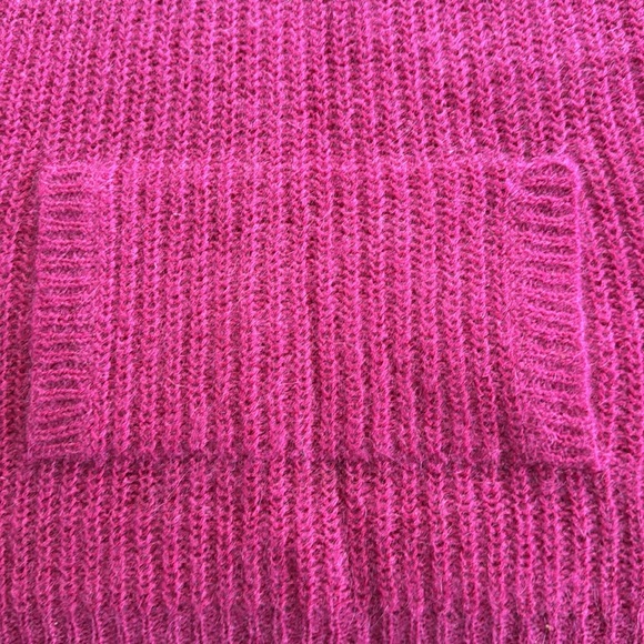 OILILY high cowl neck fuchsia sweater vest with pocket! Size S. Mohair w/ nylon. - Picture 2 of 8
